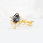 SR17115 Black Rutilated Quartz Ring - White-Gold