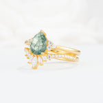 SR17115 Moss Agate Ring - White-Gold