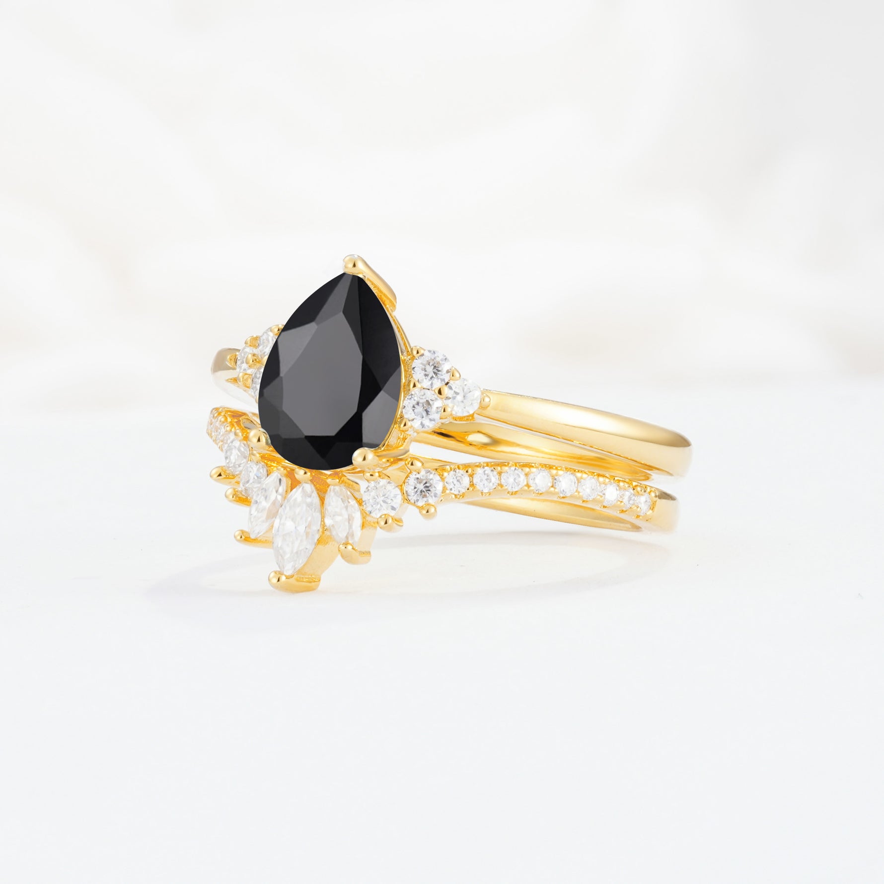 SR17115 Black Onyx Ring - White-Gold