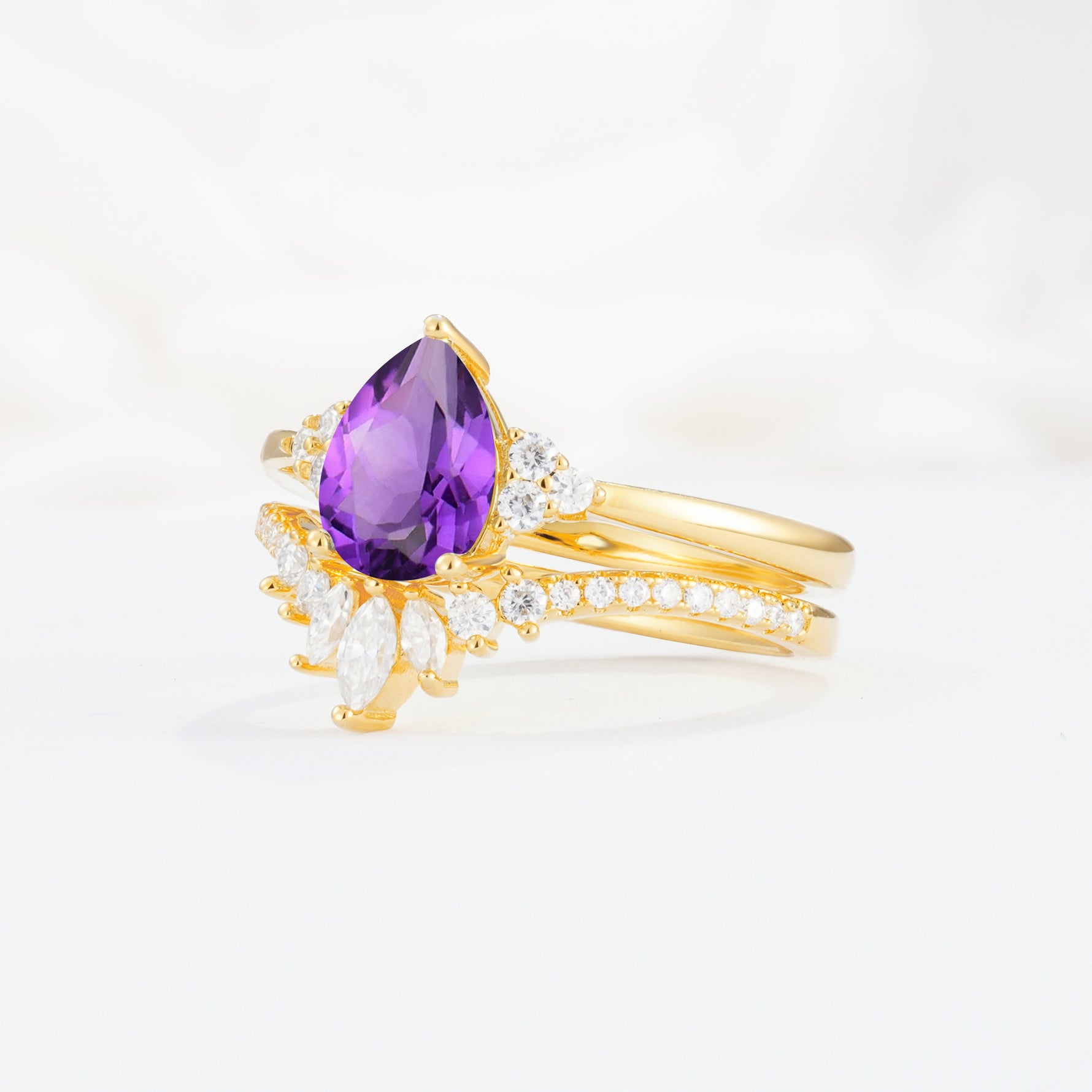 SR17115 Amethyst Ring - White-Gold
