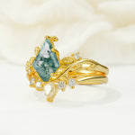 SR17116 Moss Agate Ring - White-Gold