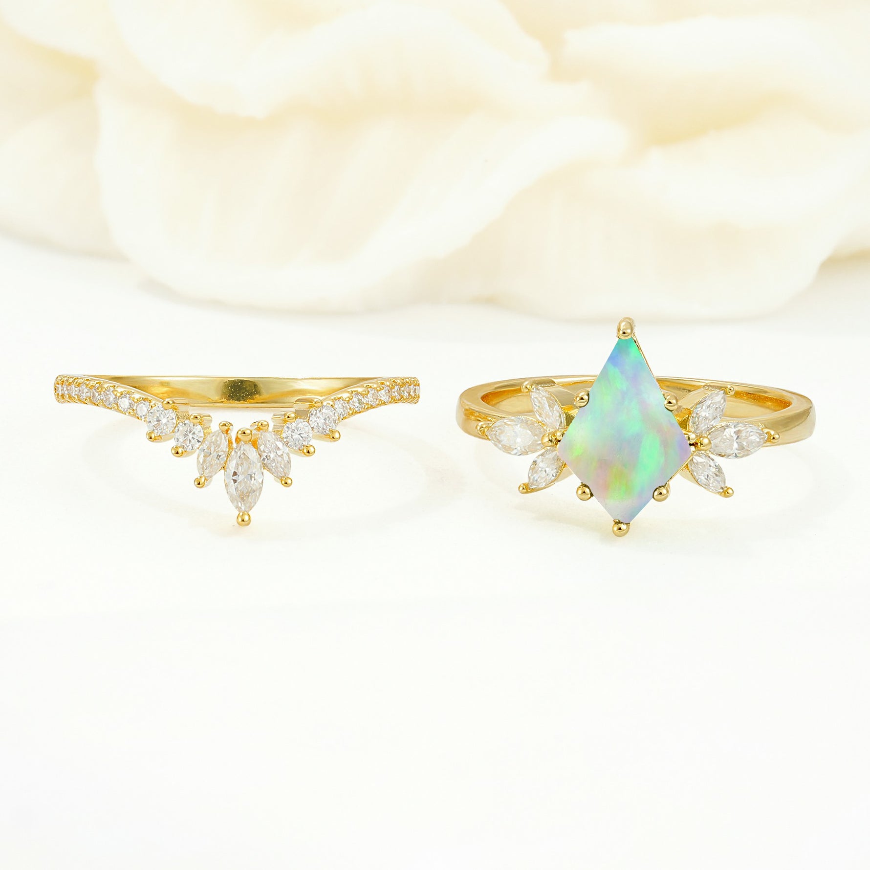 SR17117 Fire Opal Ring - White-Gold