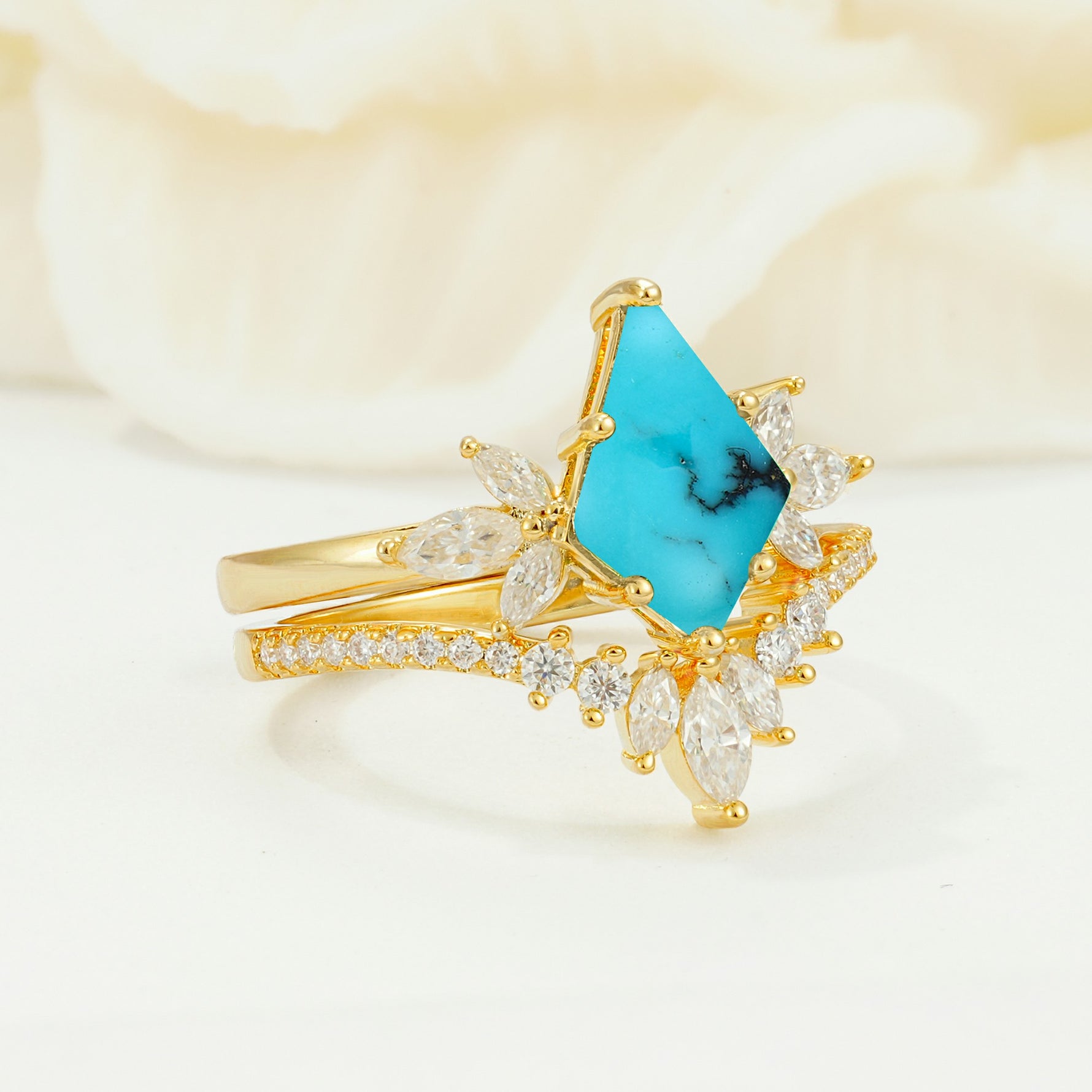 SR17117 Turquoise Ring - White-Gold
