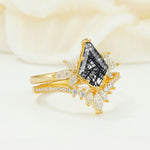 SR17117 Black Rutilated Quartz Ring - White-Gold