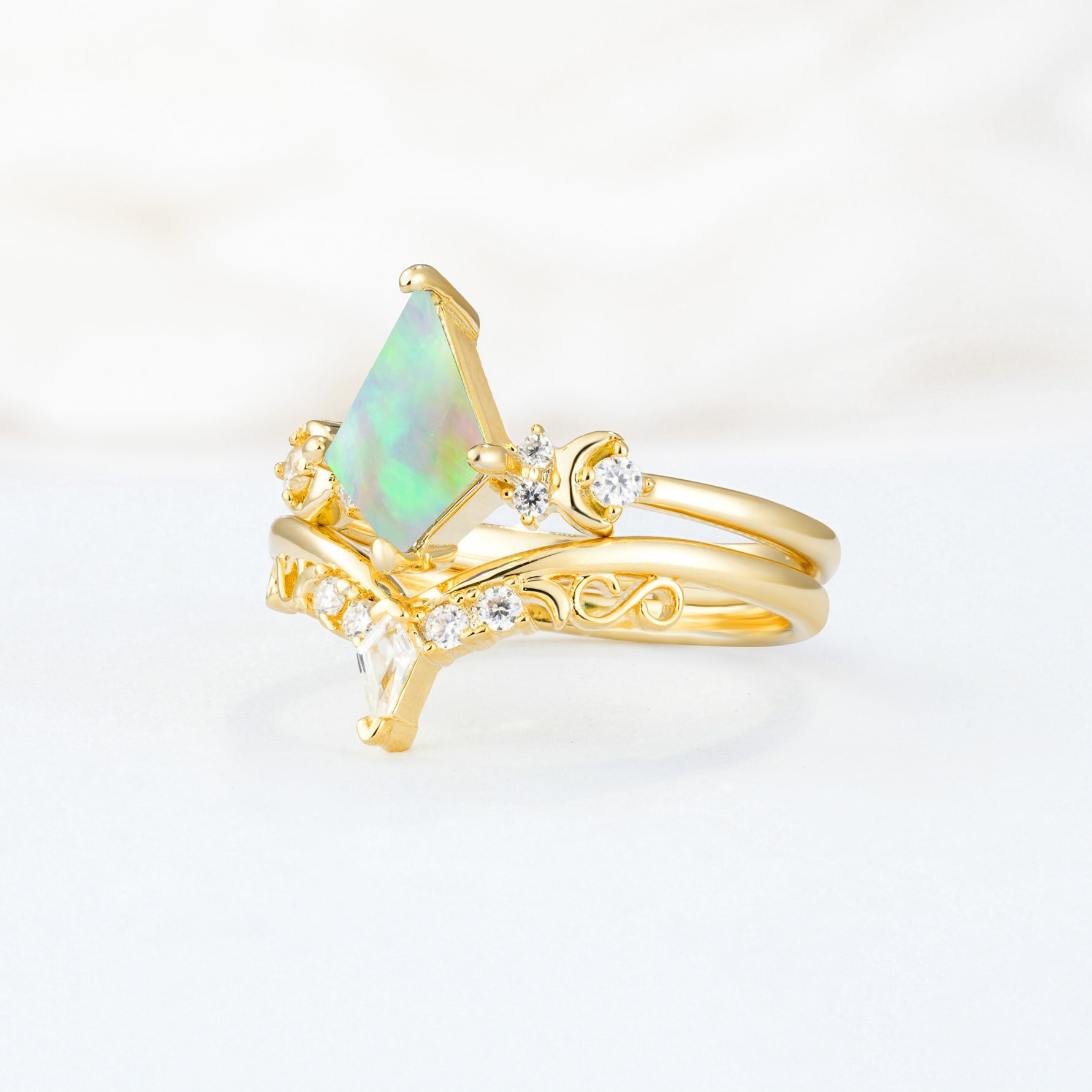 SR17118 Fire Opal Ring - White-Gold