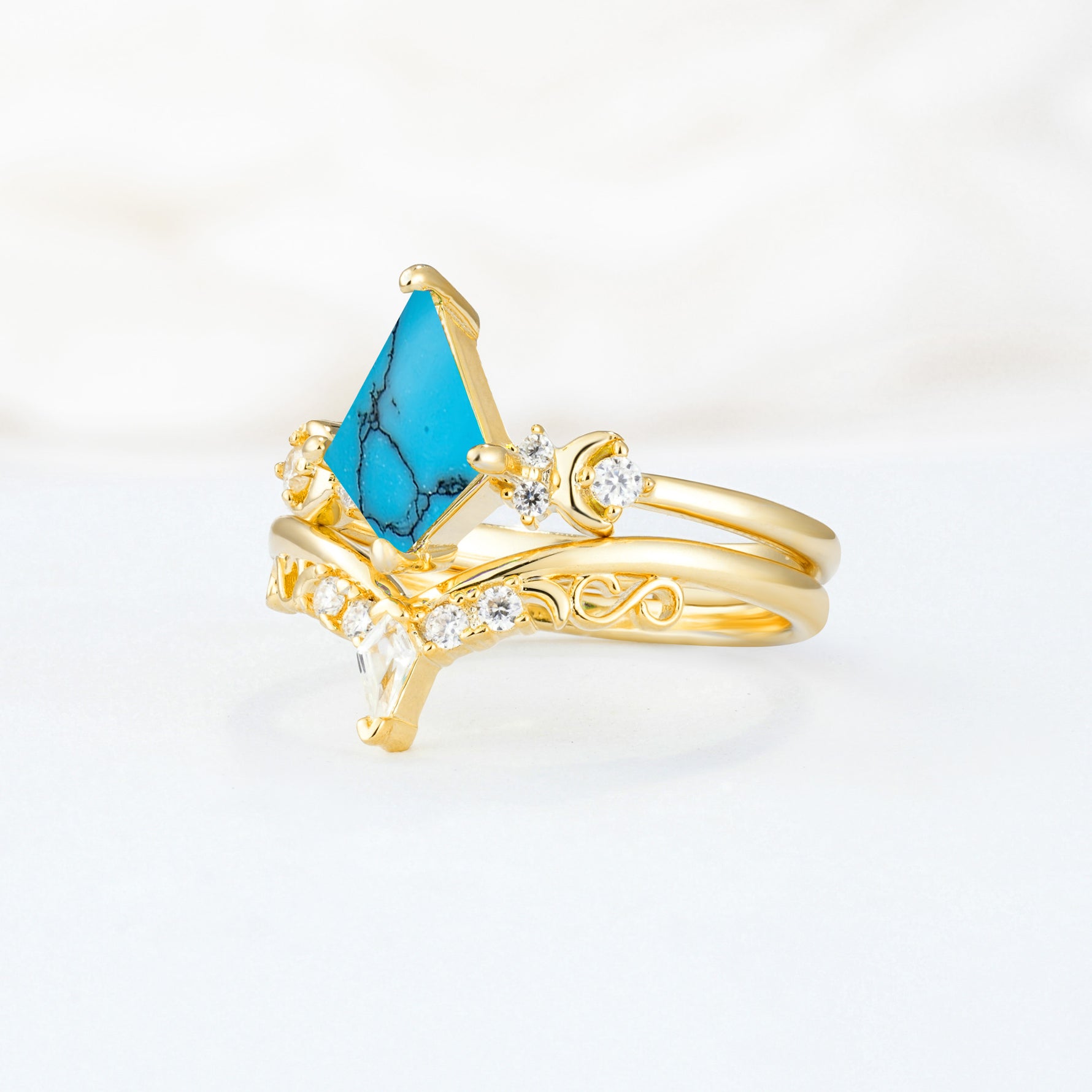 SR17118 Turquoise Ring - White-Gold