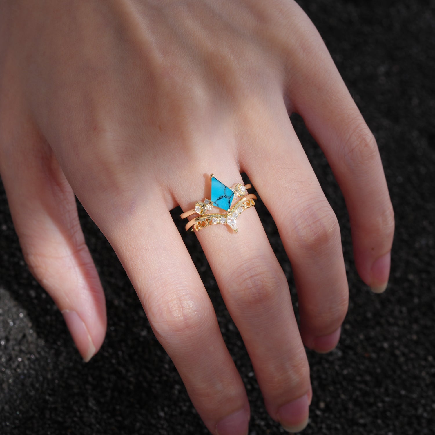 SR17118 Turquoise Ring - Rose-Gold