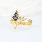 SR17118 Black Rutilated Quartz Ring - White-Gold
