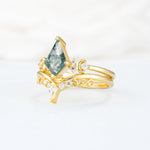 SR17118 Moss Agate Ring - White-Gold