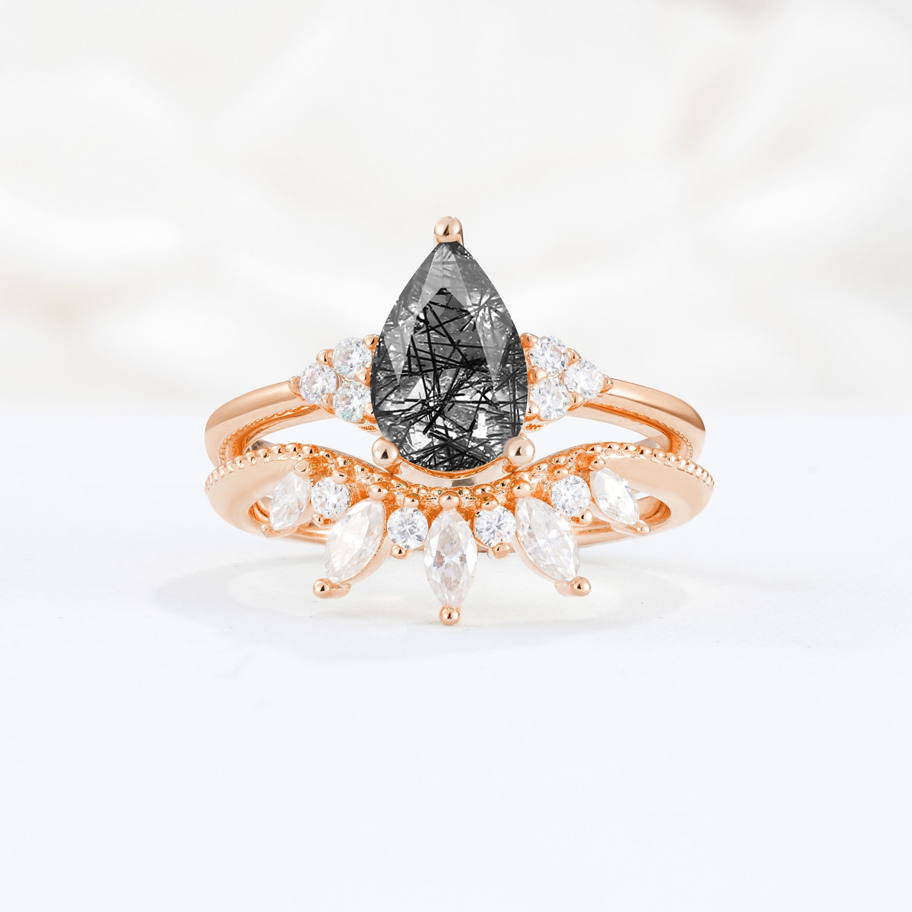 SR17119 Black Rutilated Quartz Ring - Additional view