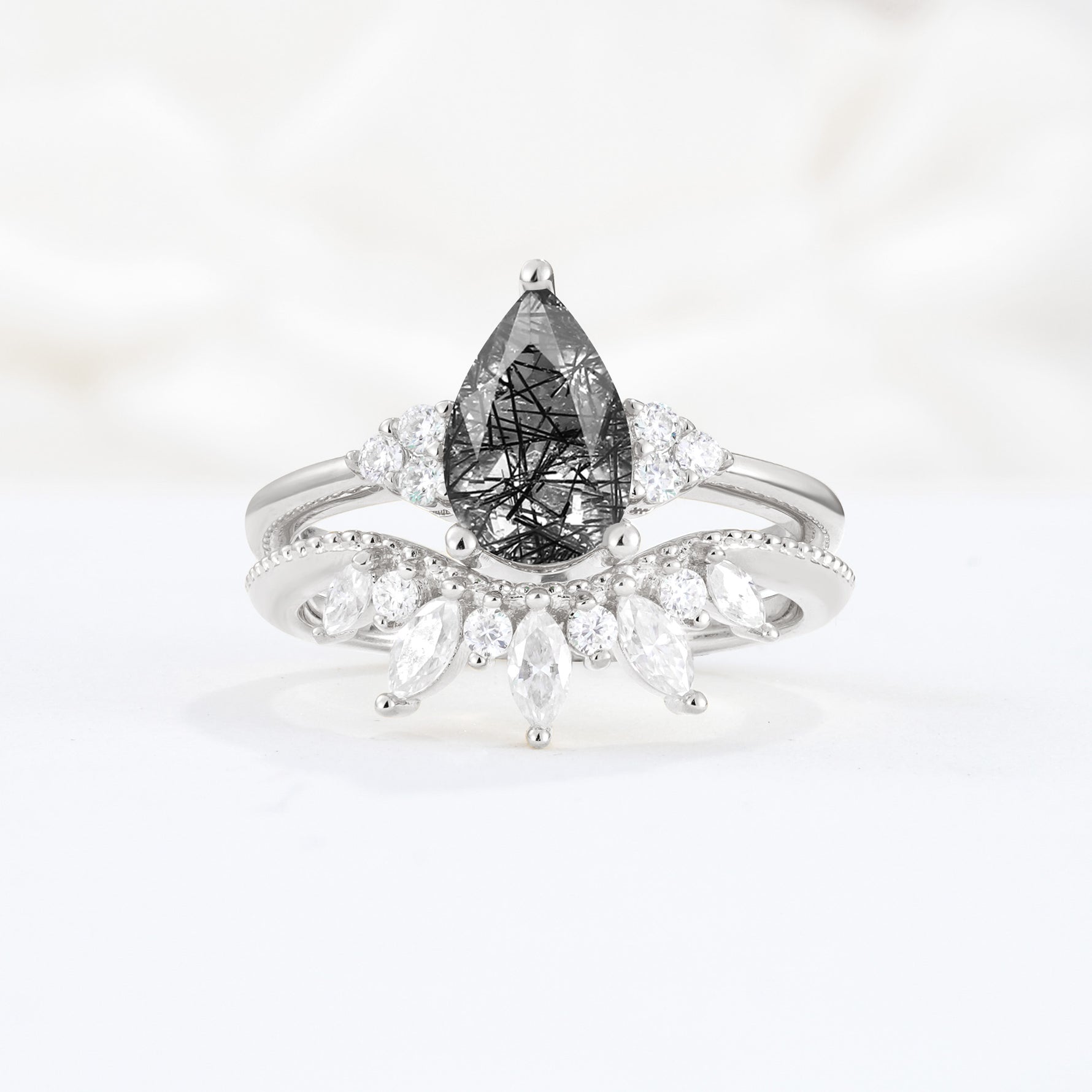 SR17119 Black Rutilated Quartz Ring - Additional view