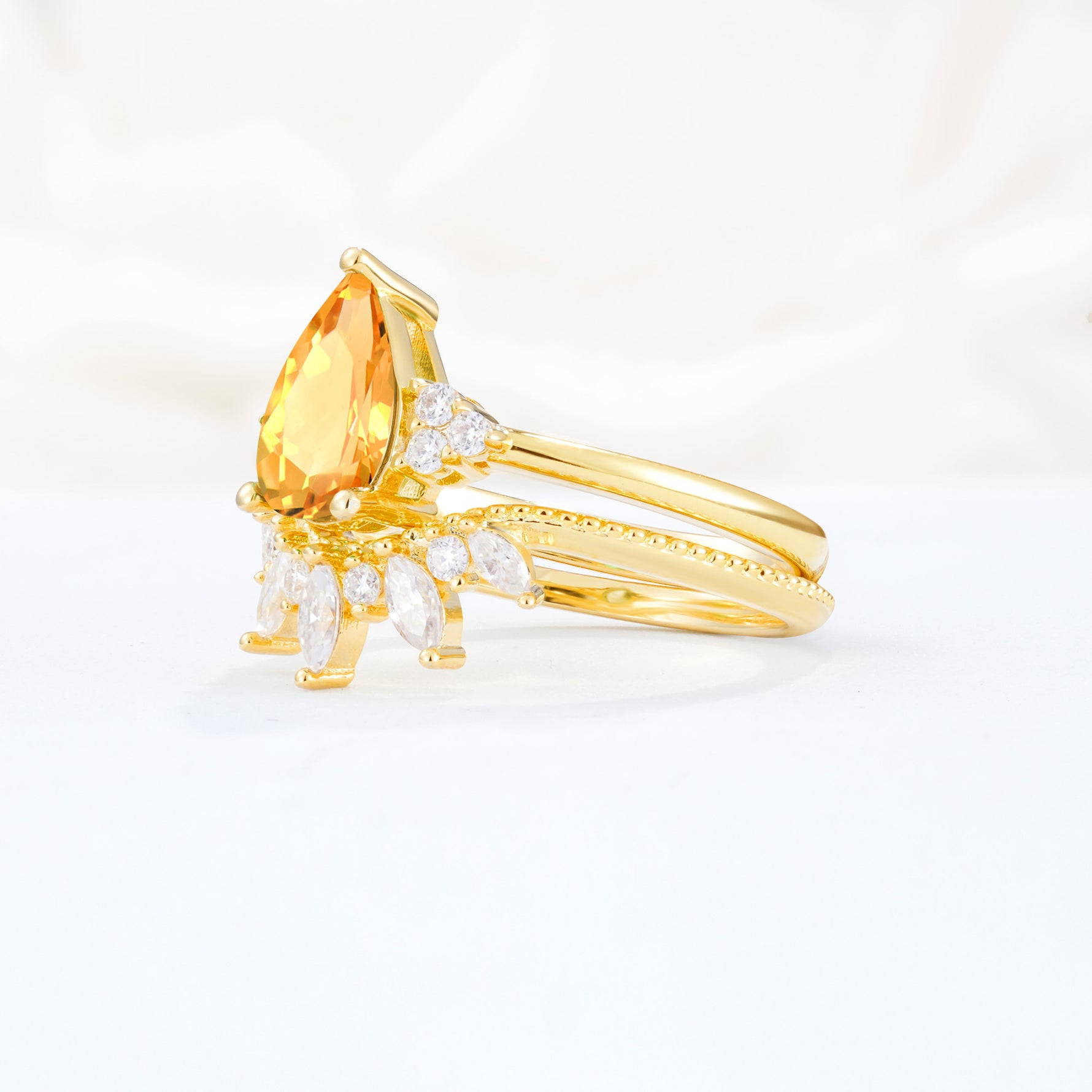 SR17119 Citrine Ring - White-Gold