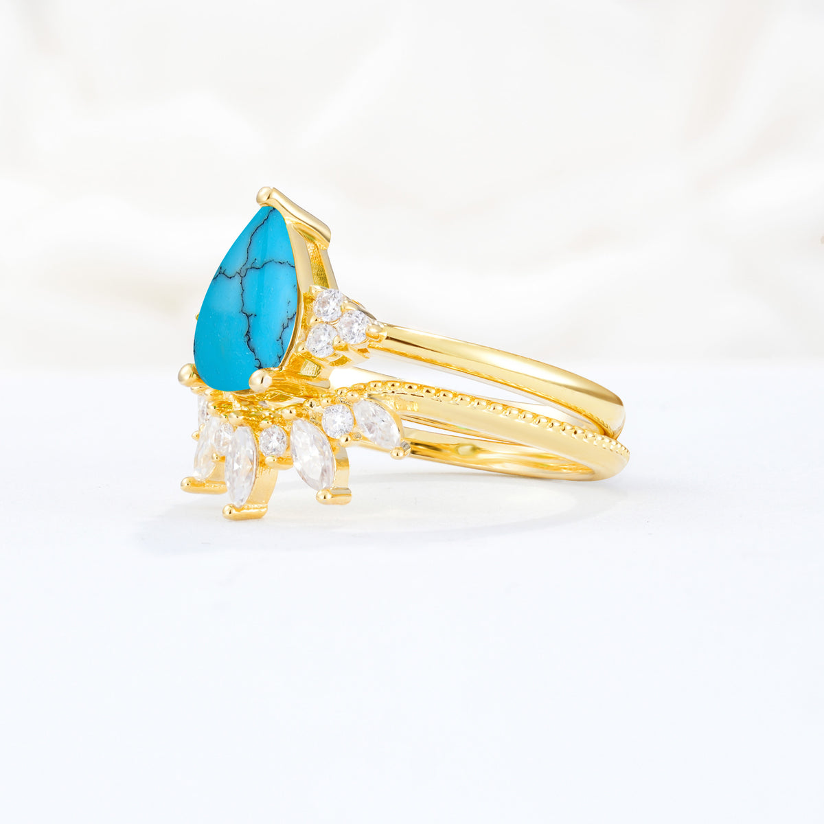 SR17119 Turquoise Ring - White-Gold
