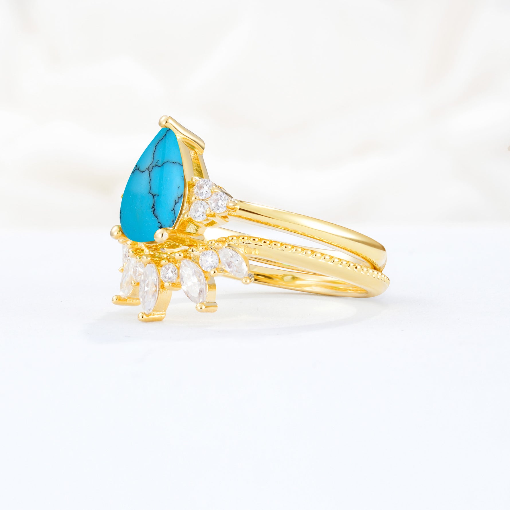 SR17119 Turquoise Ring - White-Gold