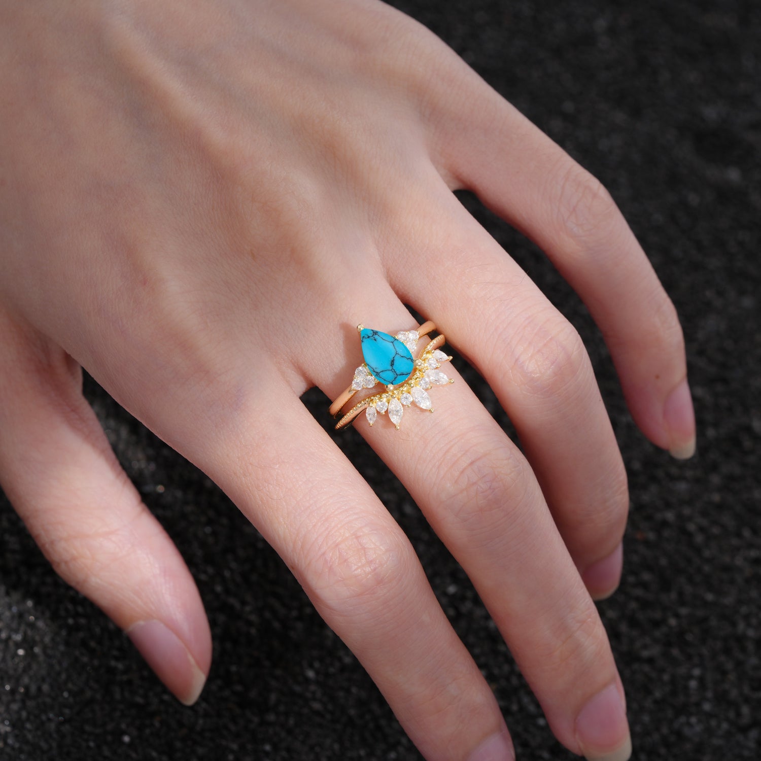 SR17119 Turquoise Ring - Rose-Gold