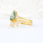 SR17119 Moss Agate Ring - White-Gold