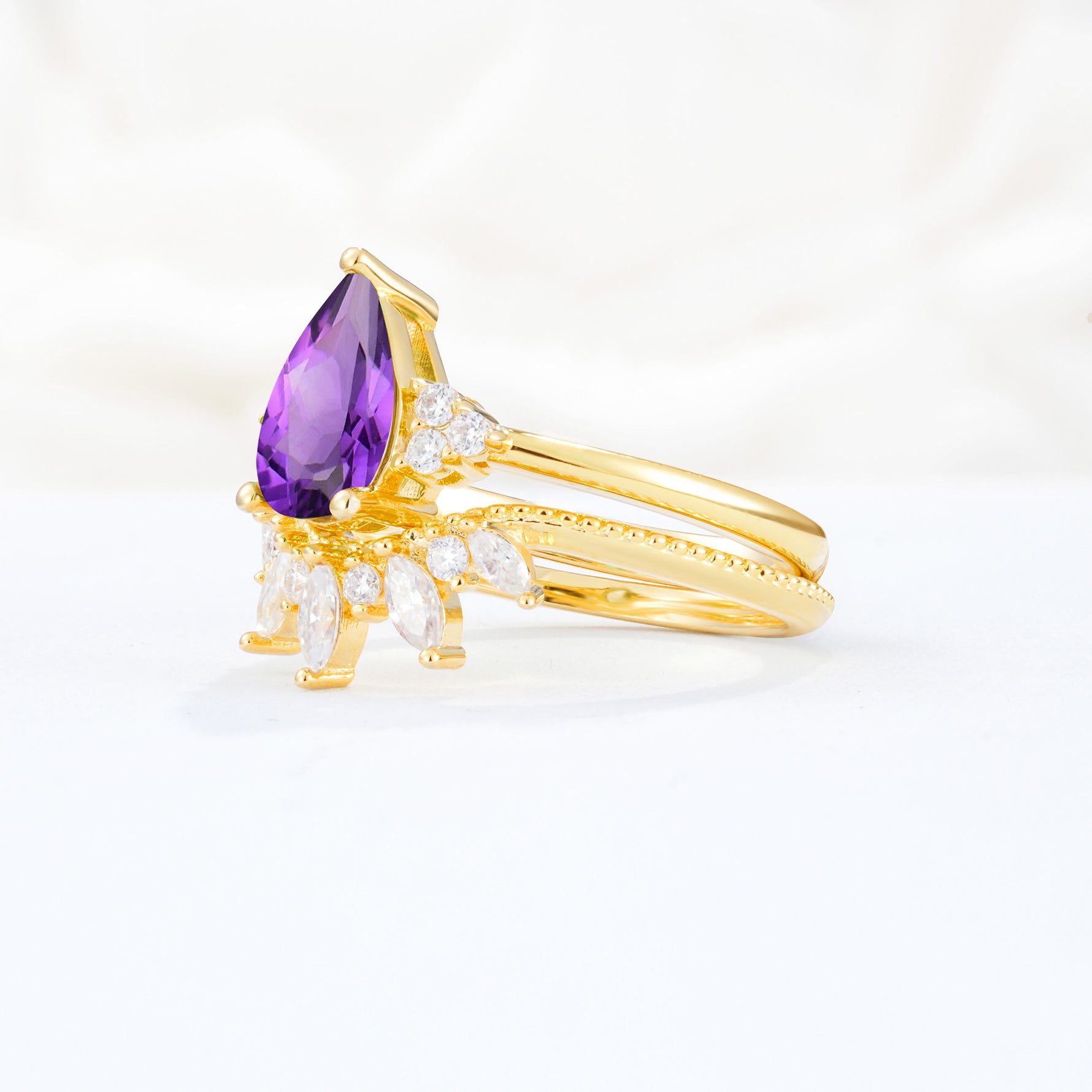 SR17119 Amethyst Ring - White-Gold