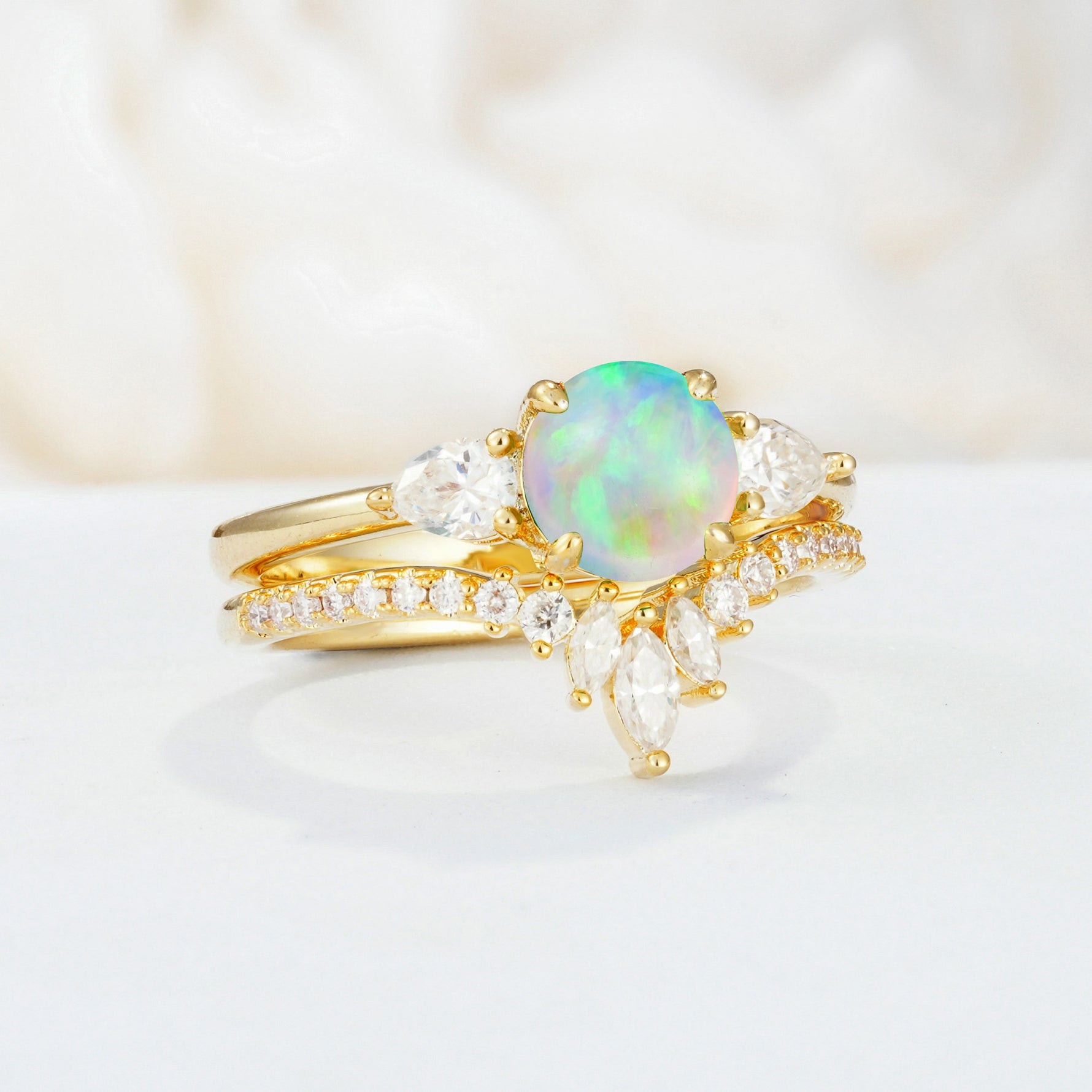 SR17120 Fire Opal Ring - White-Gold