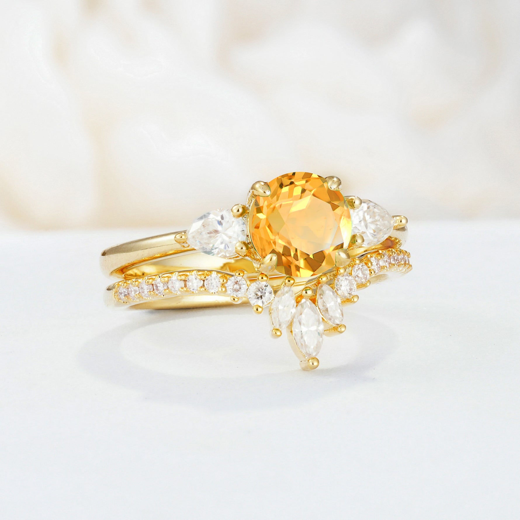 SR17120 Citrine Ring - White-Gold
