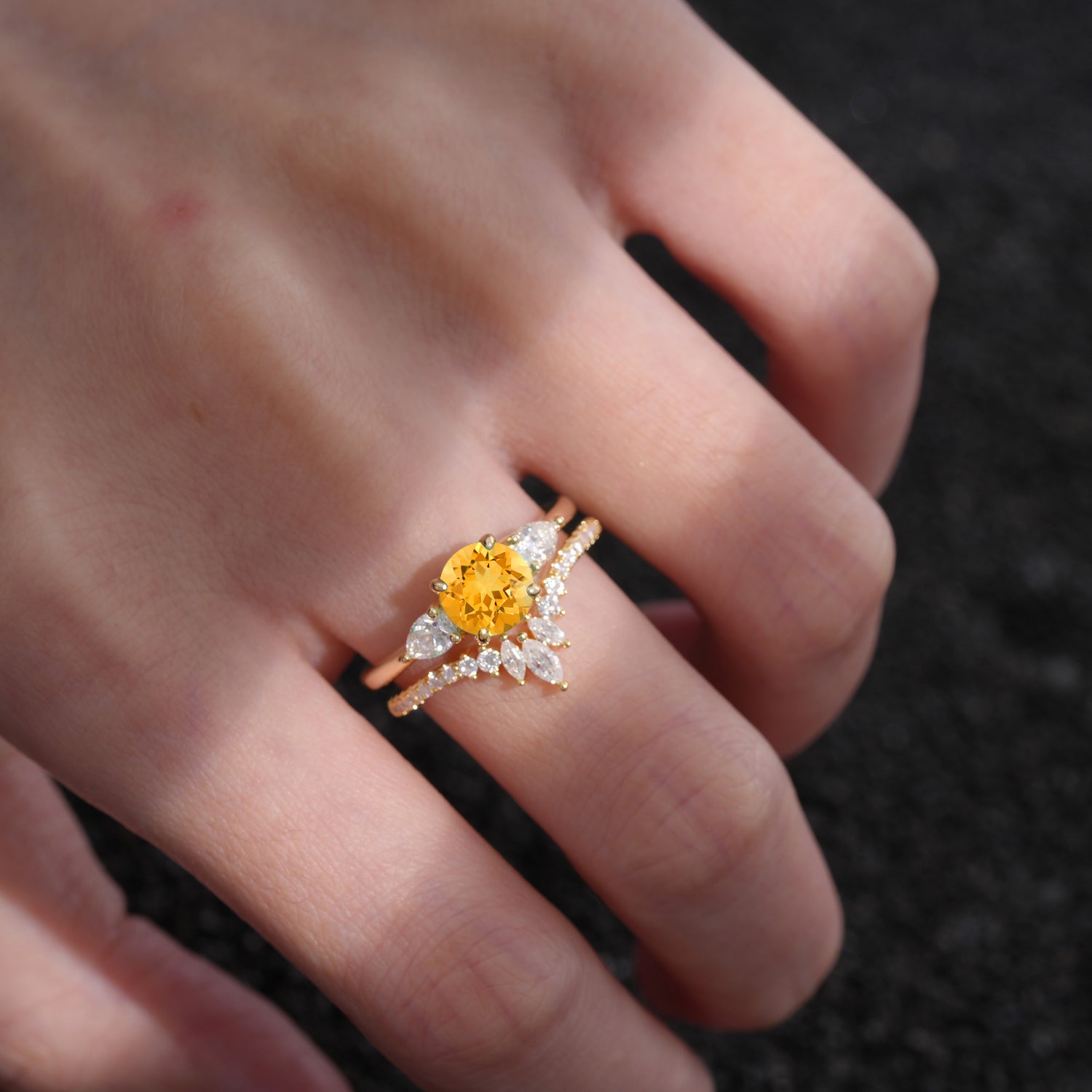 SR17120 Citrine Ring - Rose-Gold