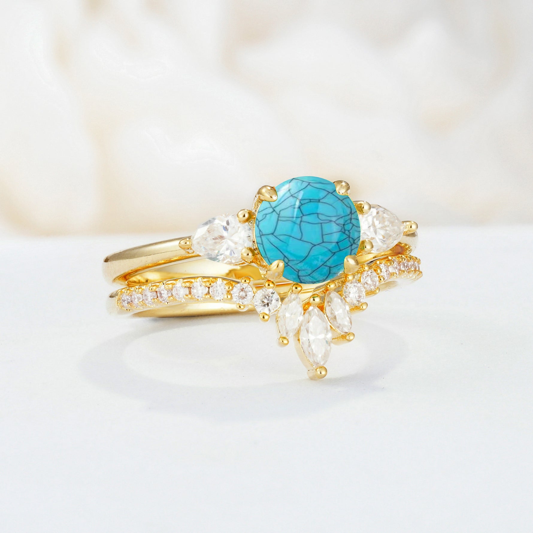 SR17120 Turquoise Ring - White-Gold