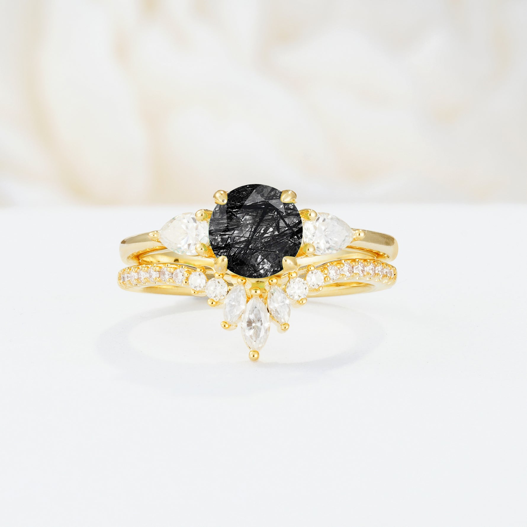 SR17120 Black Rutilated Quartz Ring - Additional view