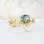 SR17120 Moss Agate Ring - White-Gold