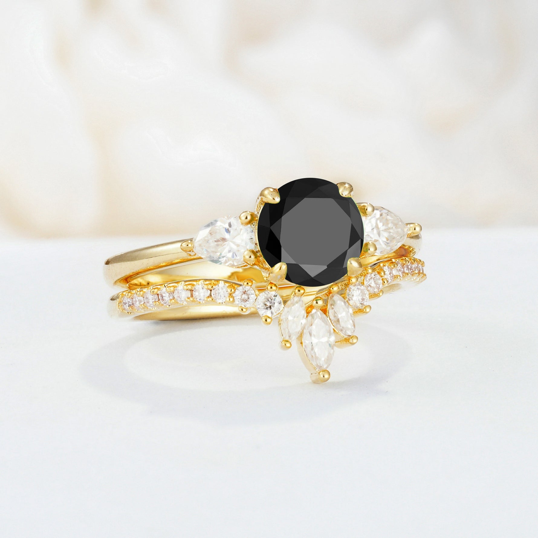 SR17120 Black Onyx Ring - White-Gold