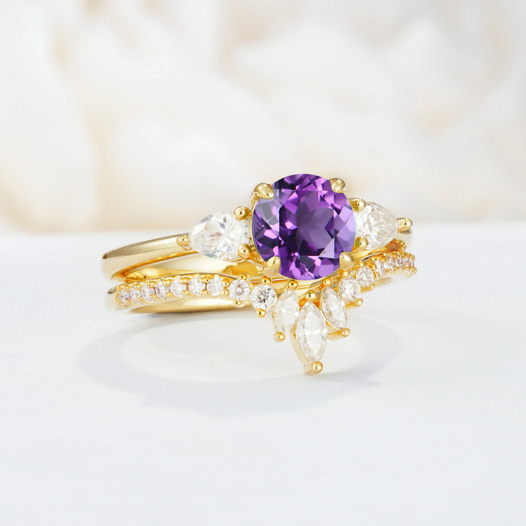 SR17120 Amethyst Ring - White-Gold