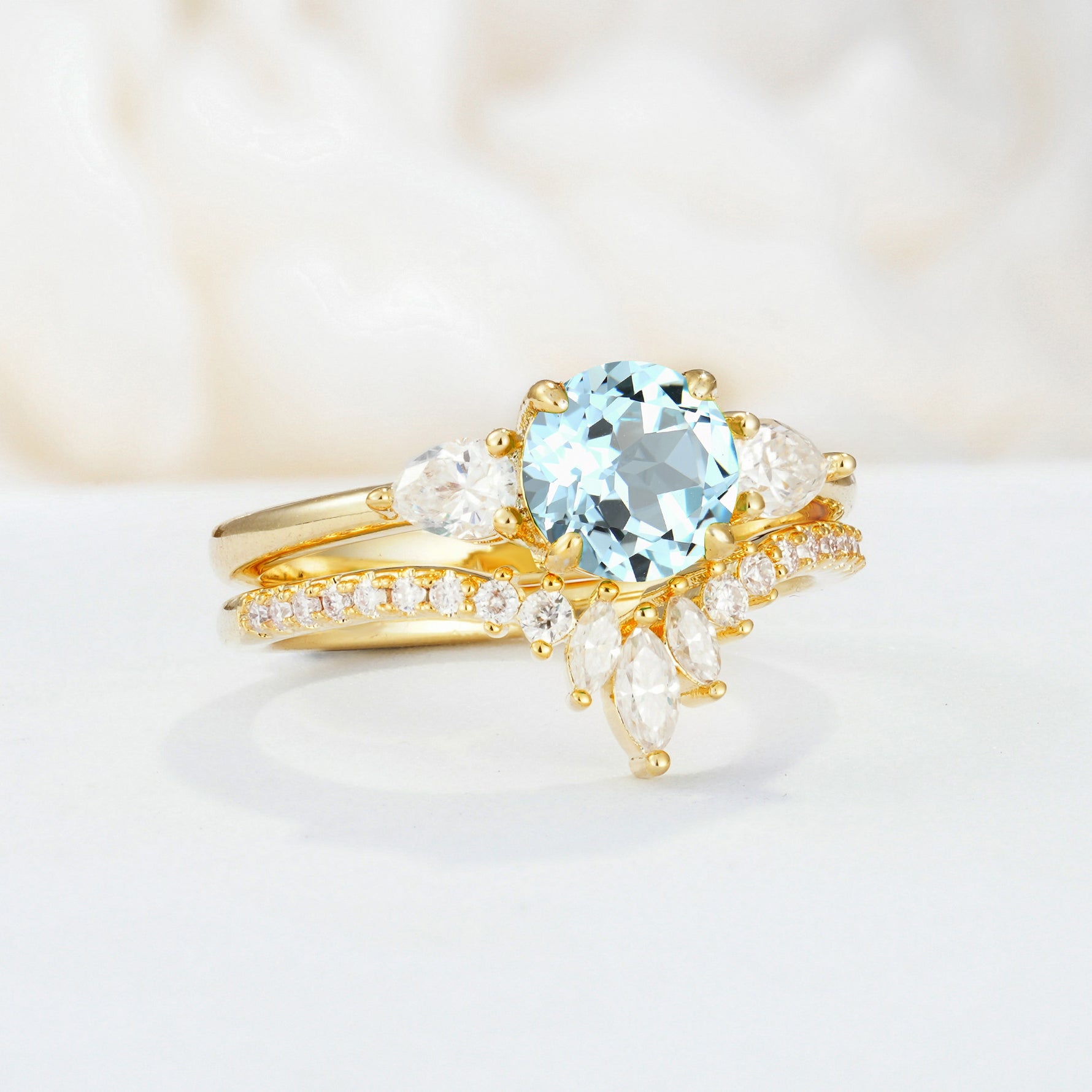 SR17120 Aquamarine Ring - White-Gold