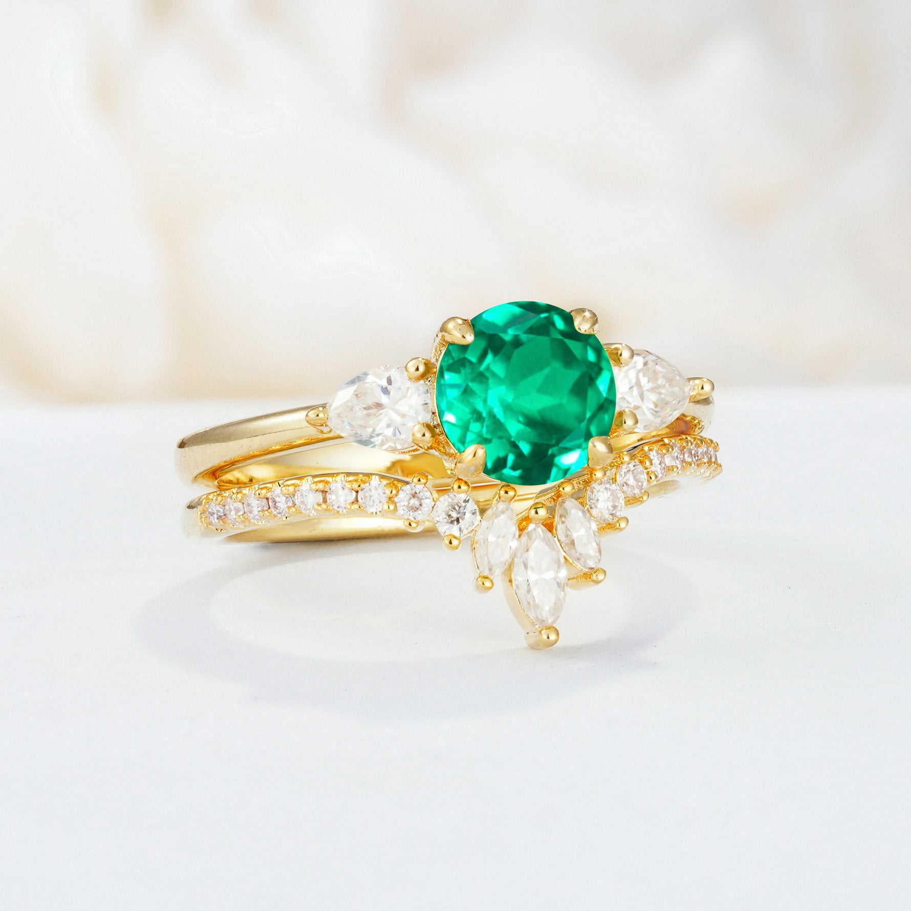 SR17120 Emerald Ring - White-Gold