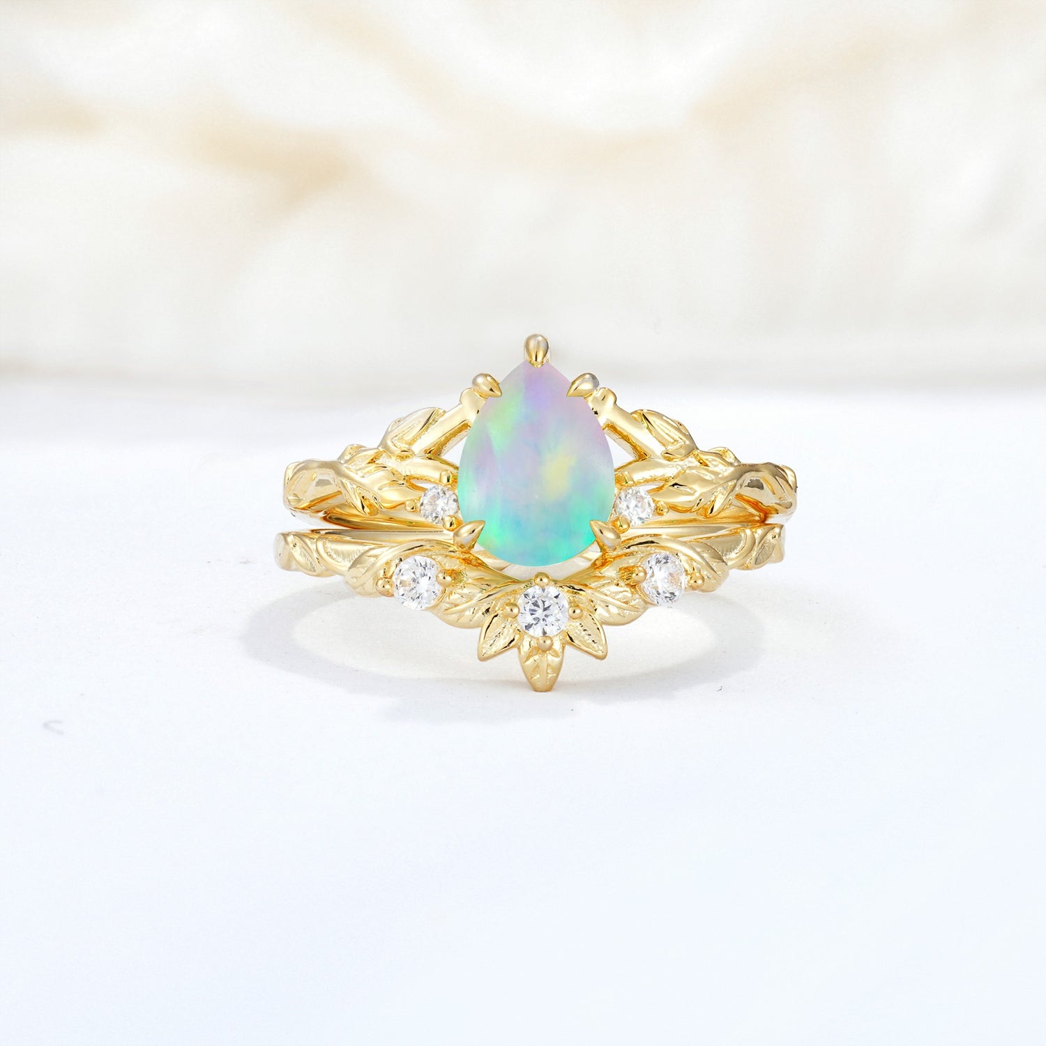 SR17127 Fire Opal Ring - Yellow-Gold