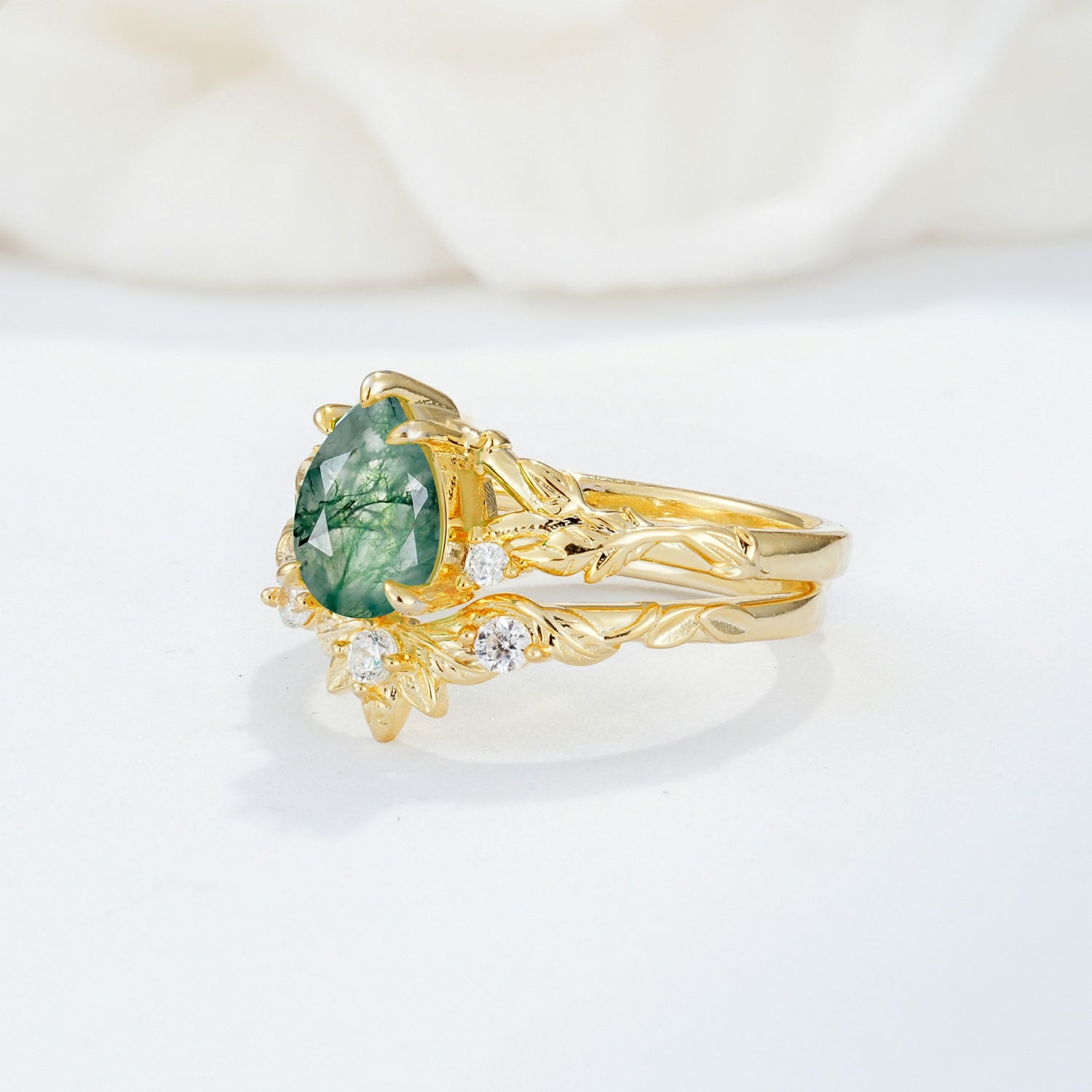 SR17127 Moss Agate Ring - Rose-Gold