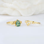 SR17127 Moss Agate Ring - White-Gold