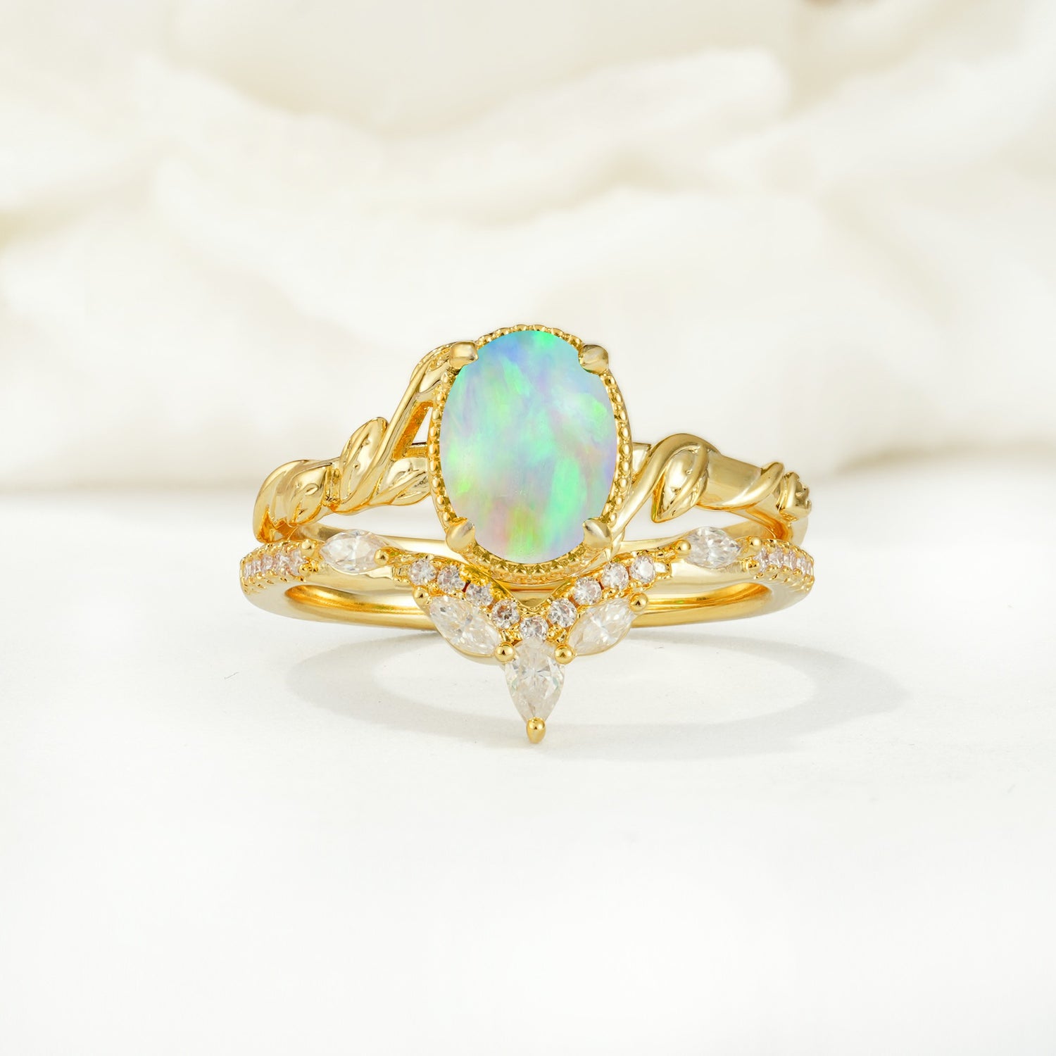 SR17128 Fire Opal Ring - Yellow-Gold