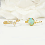 SR17128 Fire Opal Ring - White-Gold