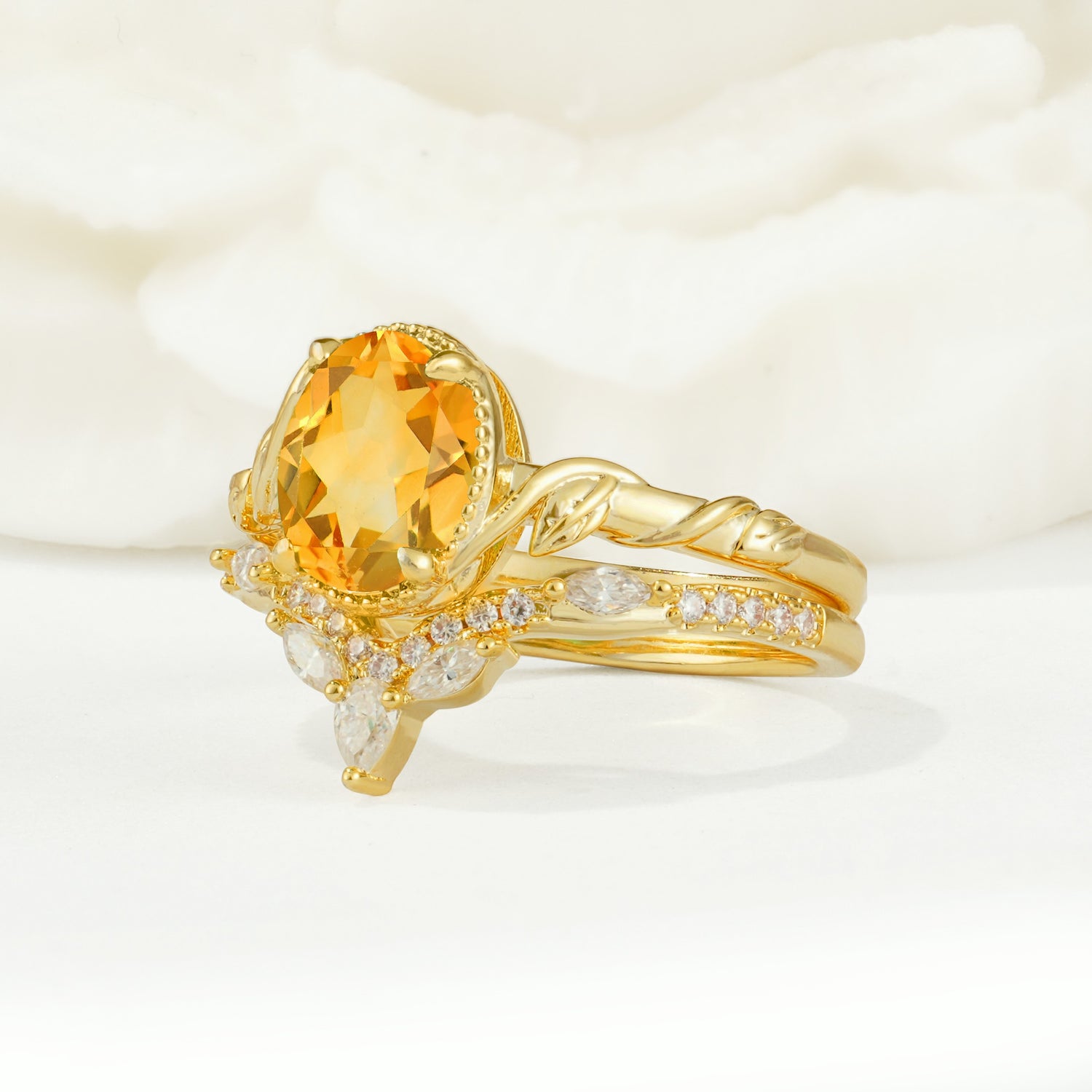 SR17128 Citrine Ring - White-Gold