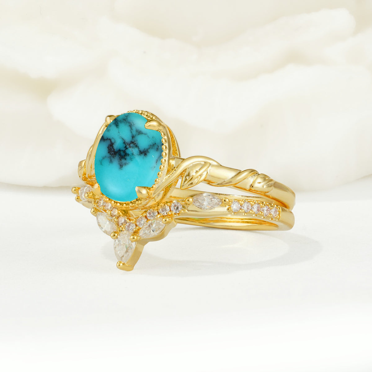 SR17128 Turquoise Ring - White-Gold