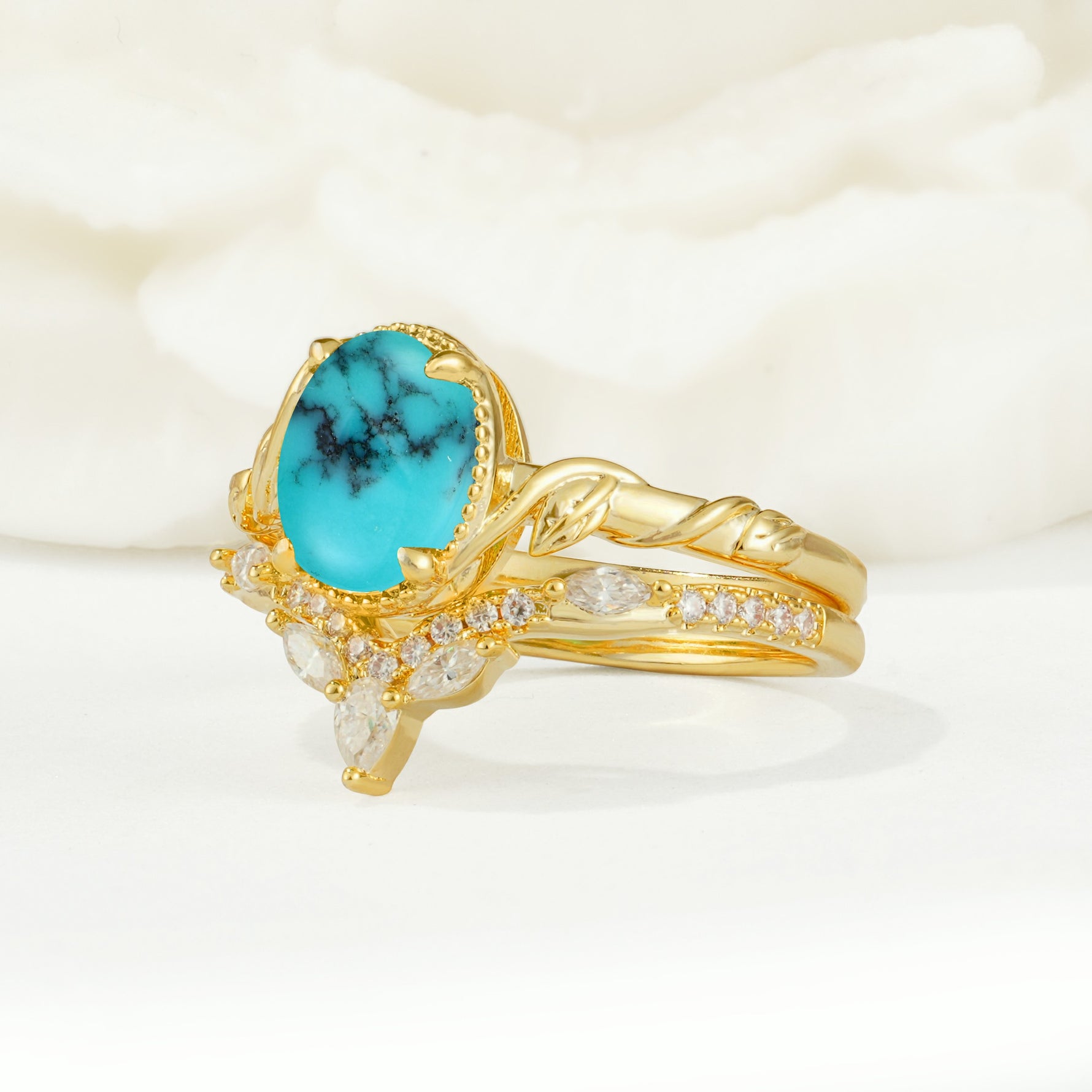 SR17128 Turquoise Ring - White-Gold