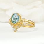 SR17128 Moss Agate Ring - White-Gold