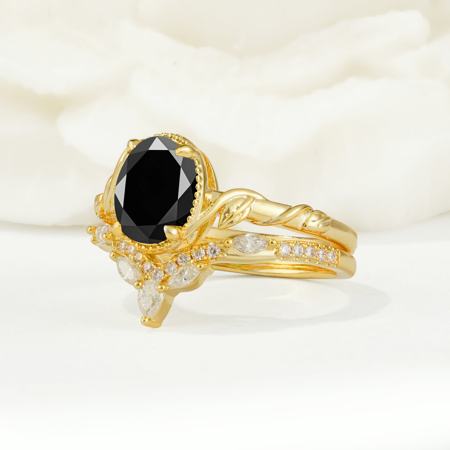 SR17128 Black Onyx Ring - White-Gold