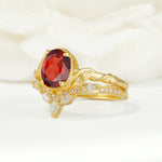 SR17128 Garnet Ring - White-Gold