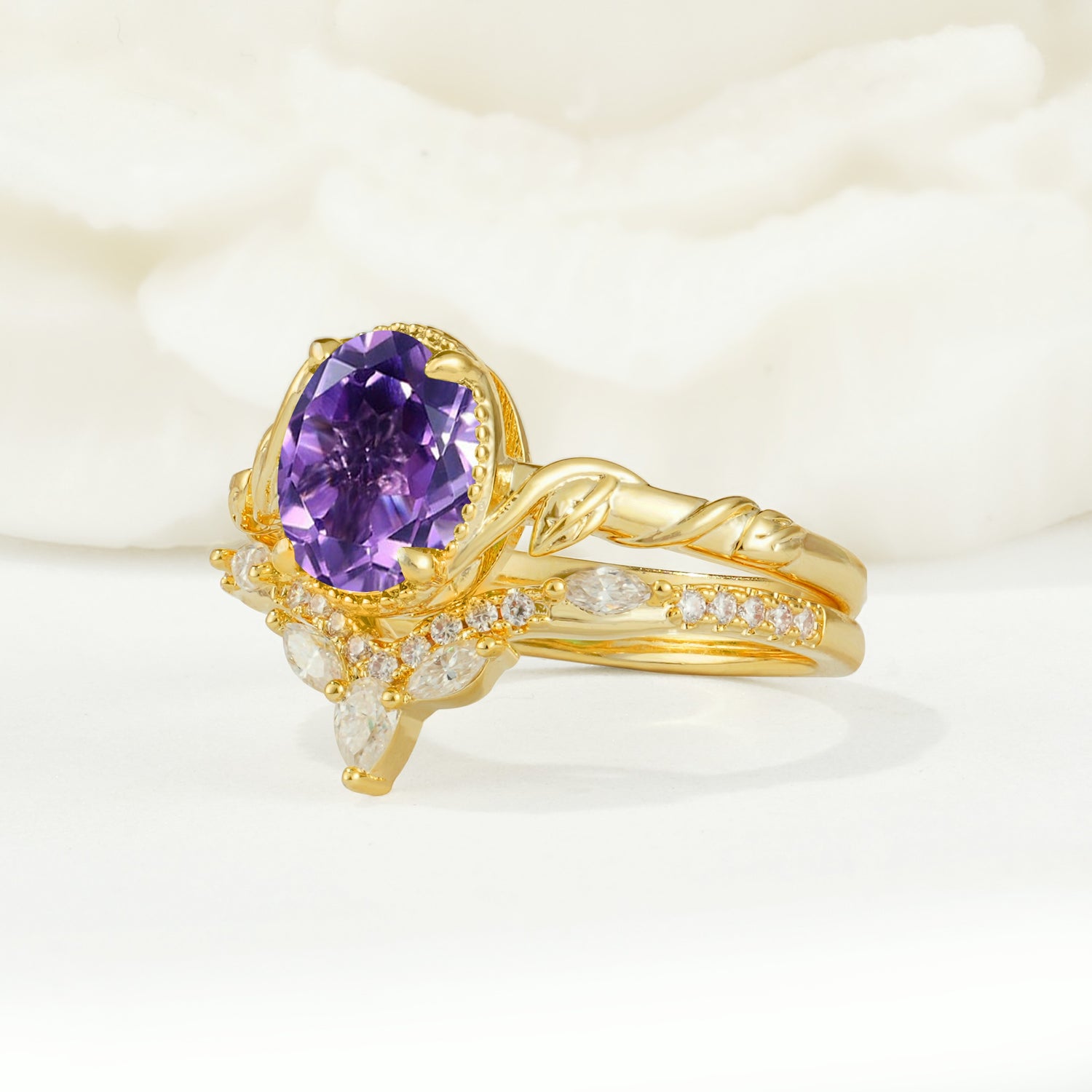 SR17128 Amethyst Ring - White-Gold