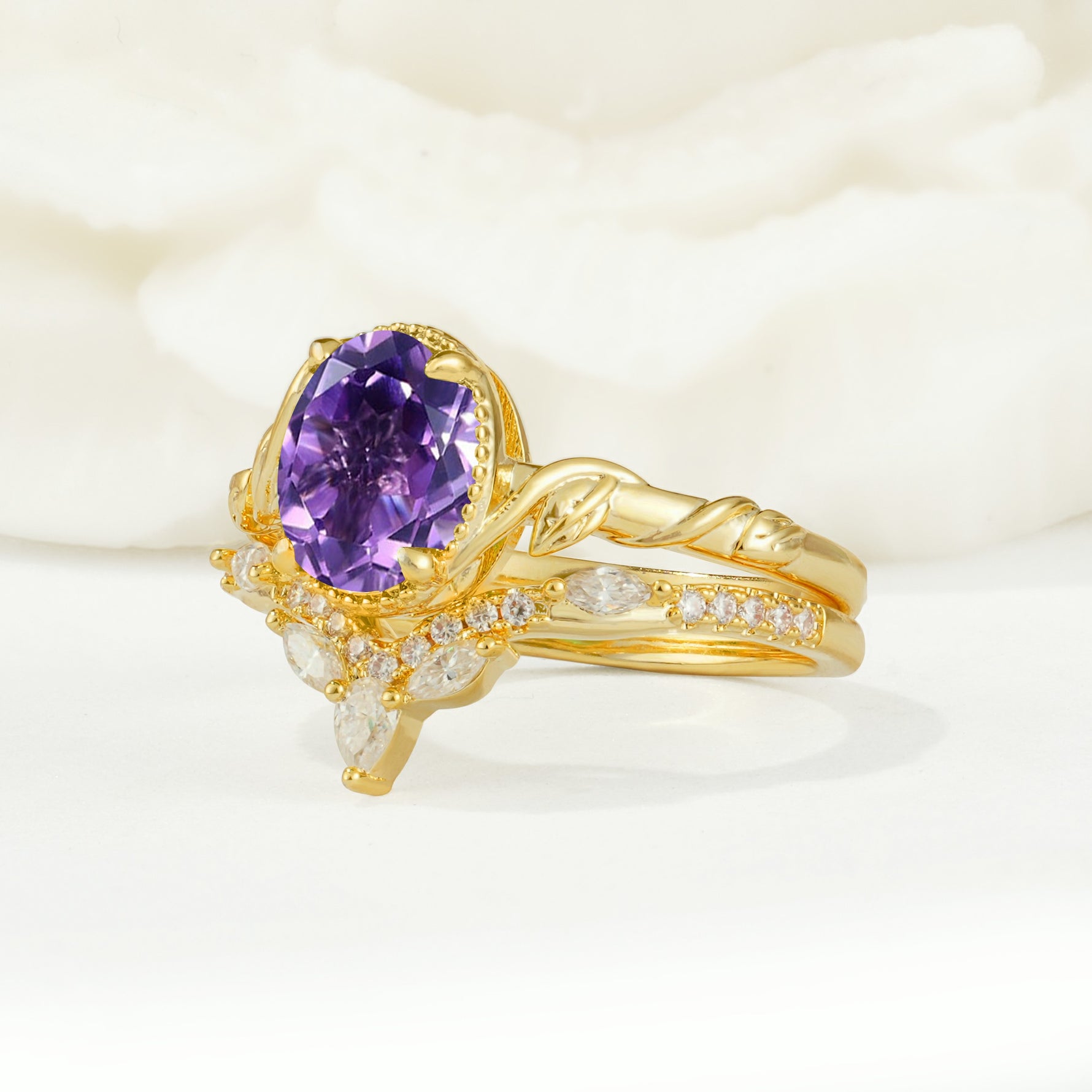 SR17128 Amethyst Ring - White-Gold