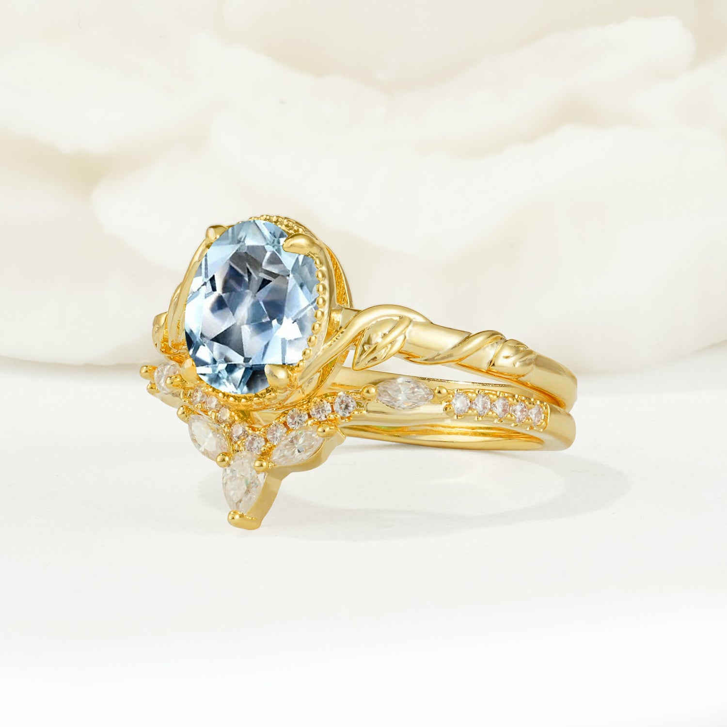SR17128 Aquamarine Ring - White-Gold