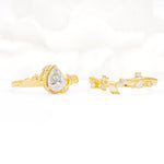 Nature-Inspired Bezel Pear Cut Moissanite Engagement Ring Set - Additional view