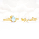 Nature-Inspired Bezel Pear Cut Moonstone Engagement Ring Set - Additional view