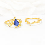 Botanical Kite Cut Tanzanite Engagement Ring Set with Vine Accents - Additional view