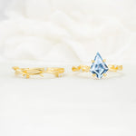 Nature-Inspired Kite Cut Aquamarine Engagement Ring Set with Vine Accents - Additional view