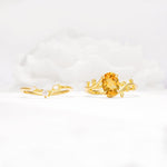 Nature-Inspired Oval Cut Citrine Engagement Ring Set with Leaf Accents - Additional view